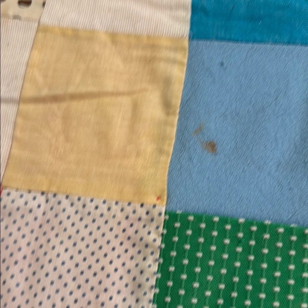 Quilt Vintage Blue,Yellow,Multi Color Tied Quilt